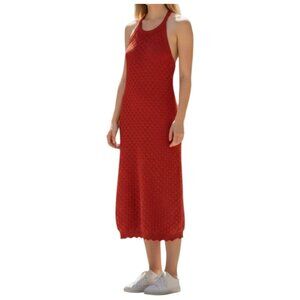 Eliza J Womens Ora Crochet Knit Midi Dress Sleeveless Orange Size: S